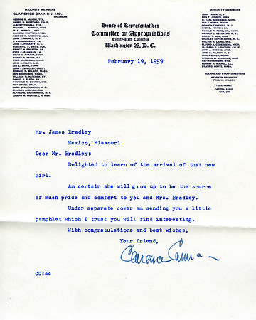 Clarence Cannon Letter