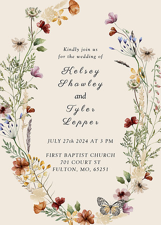 Zazzle Terracotta Floral Wedding Invitation (Front (Vertical)) (1)