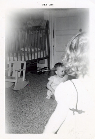 Barbara Carol Bradley (baby) & Connie Christine Bradley (Toddler standing with back to camera)