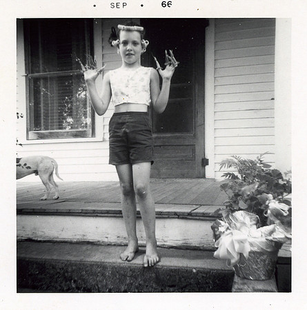 Barbara Carol Bradley wearing trumphet vines